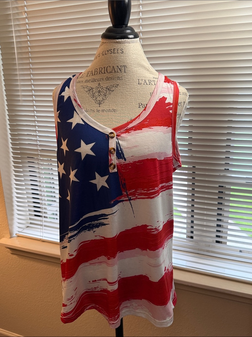 American Flag Sleeveless Tank Top - Red White Blue
